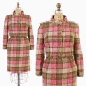 Vintage 1960s Pendleton pink plaid wool mod skirt